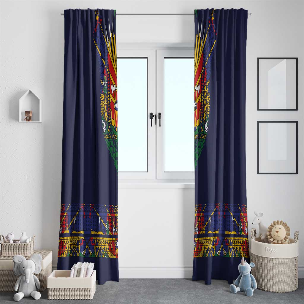 Haiti Flag Traditional Dashiki Window Curtain Black Color - Polynesian Pride