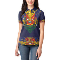 Haiti Flag Traditional Dashiki Women Polo Shirt Black Color LT03 - Polynesian Pride