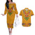 Haiti Flag Traditional Dashiki Couples Matching Off The Shoulder Long Sleeve Dress and Hawaiian Shirt Yellow Color - Polynesian Pride