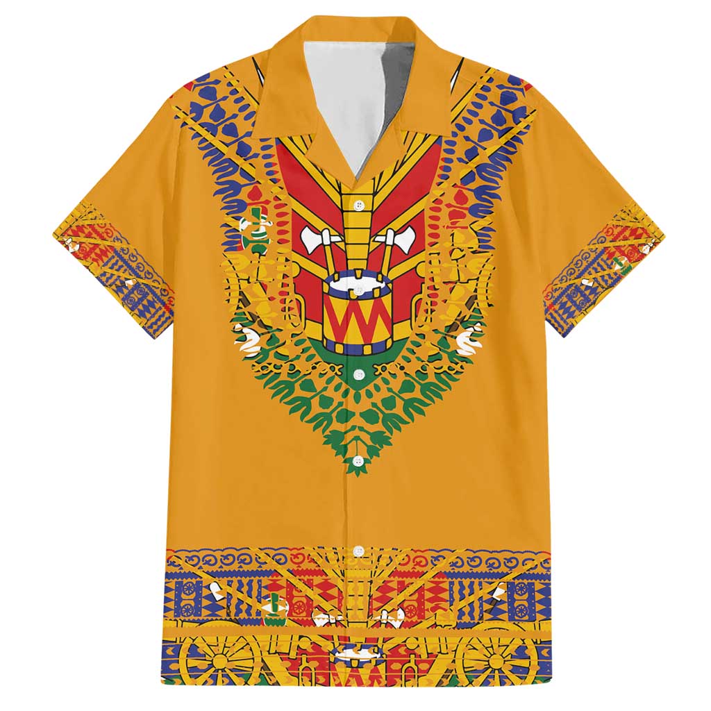Haiti Flag Traditional Dashiki Hawaiian Shirt Yellow Color - Polynesian Pride