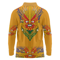 Haiti Flag Traditional Dashiki Long Sleeve Polo Shirt Yellow Color - Polynesian Pride