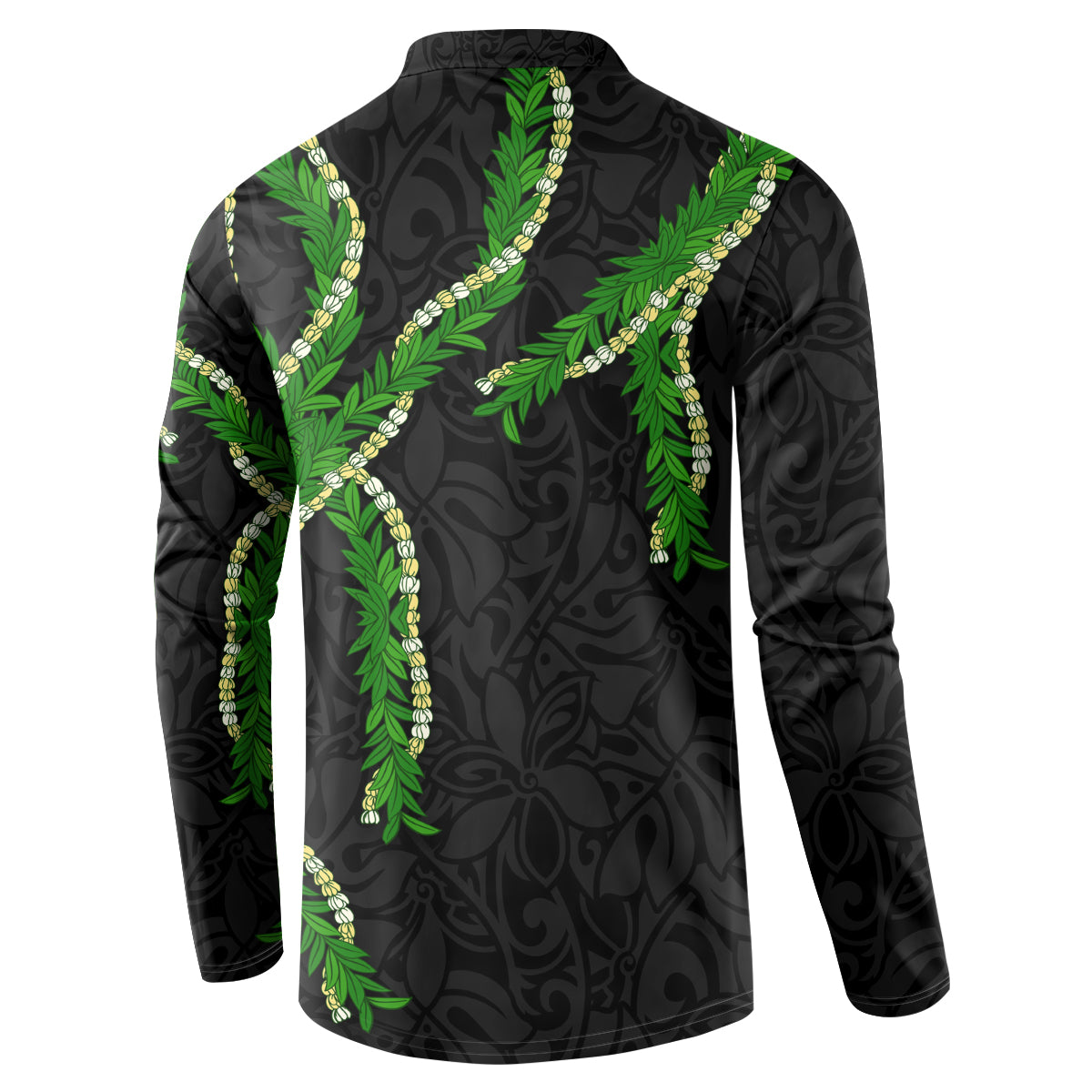 Hawaii Maile Lei Button Sweatshirt Aloha Black Color