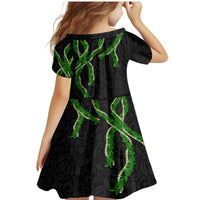 Hawaii Maile Lei Family Matching Mermaid Dress and Hawaiian Shirt Aloha Black Color LT03 - Polynesian Pride