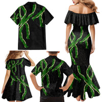 Hawaii Maile Lei Family Matching Mermaid Dress and Hawaiian Shirt Aloha Black Color LT03 - Polynesian Pride