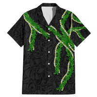 Hawaii Maile Lei Family Matching Mermaid Dress and Hawaiian Shirt Aloha Black Color LT03 Dad's Shirt - Short Sleeve Black - Polynesian Pride