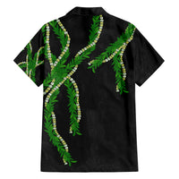 Hawaii Maile Lei Family Matching Off Shoulder Short Dress and Hawaiian Shirt Aloha Black Color LT03 - Polynesian Pride