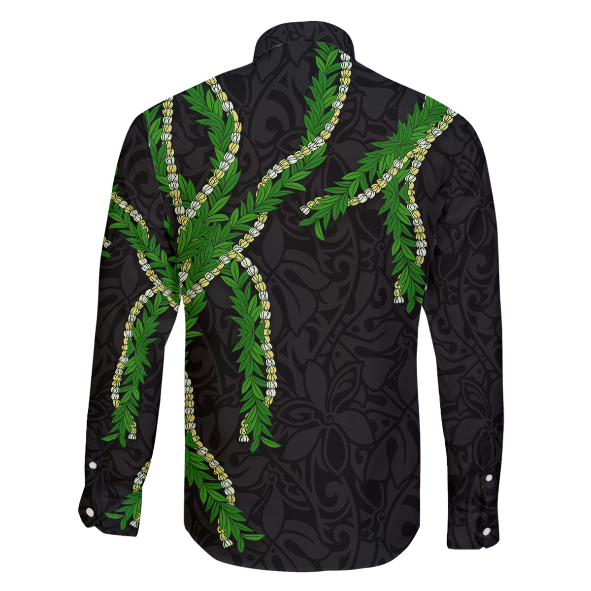Hawaii Maile Lei Family Matching Off Shoulder Short Dress and Hawaiian Shirt Aloha Black Color LT03 - Polynesian Pride