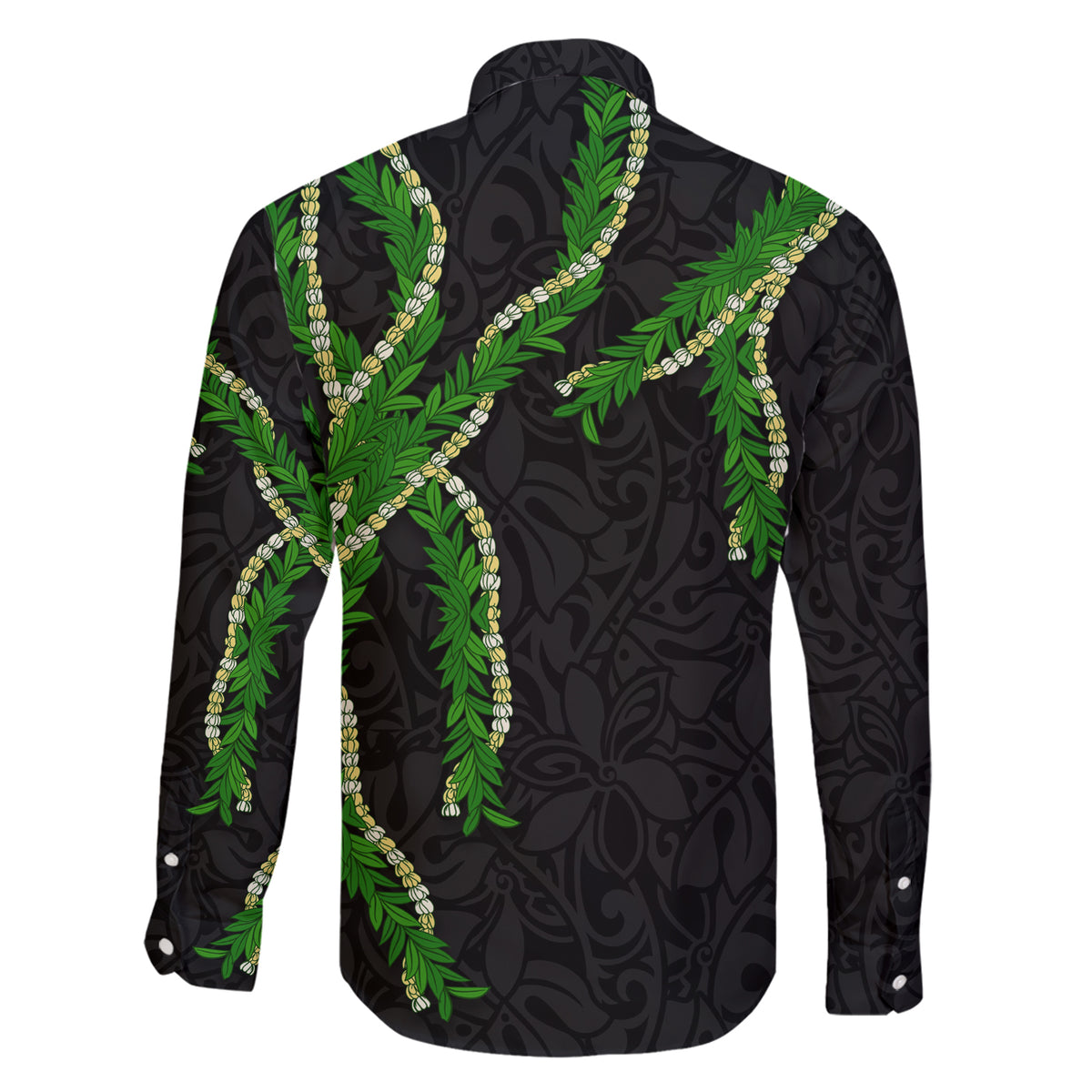 Hawaii Maile Lei Family Matching Short Sleeve Bodycon Dress and Hawaiian Shirt Aloha Black Color LT03 - Polynesian Pride