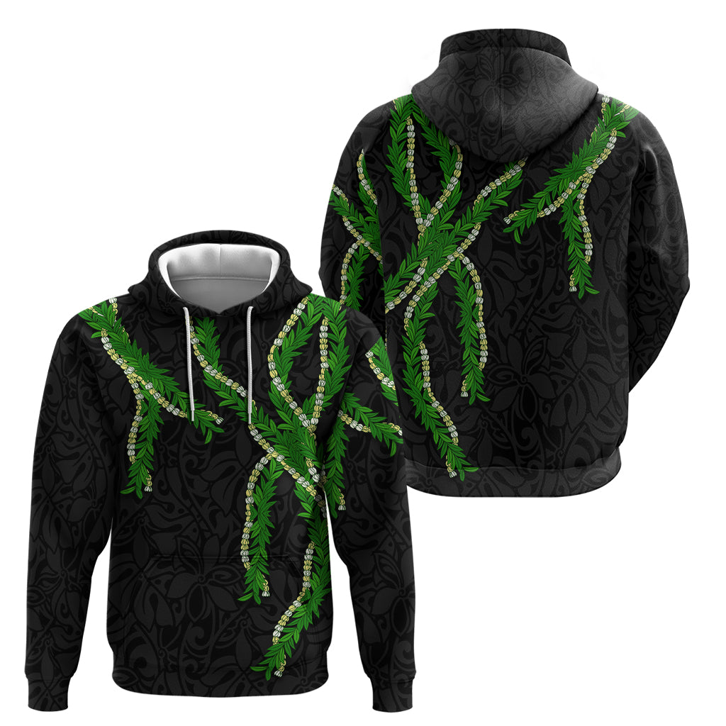 Hawaii Maile Lei Zip Hoodie Aloha Black Color