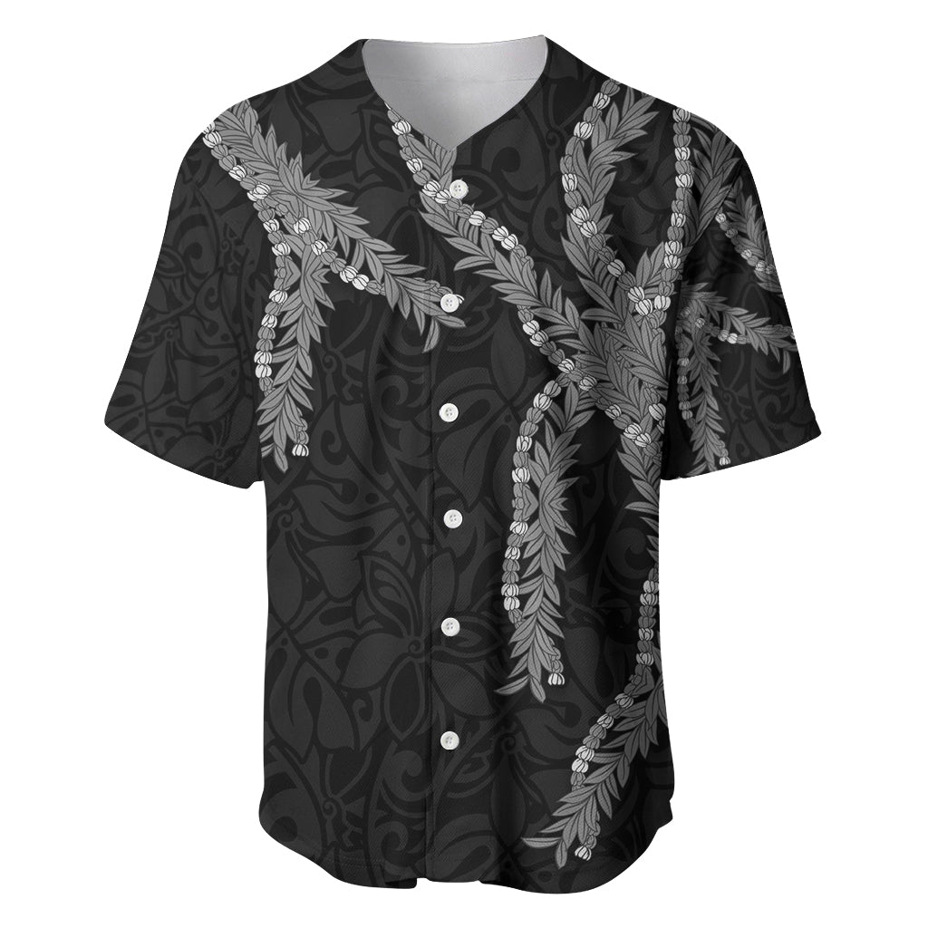Hawaii Maile Lei Baseball Jersey Aloha Grayscale Color LT03 Grayscale - Polynesian Pride