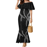 Hawaii Maile Lei Family Matching Mermaid Dress and Hawaiian Shirt Aloha Grayscale Color LT03 Mom's Dress Grayscale - Polynesian Pride