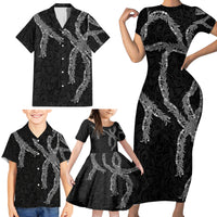 Hawaii Maile Lei Family Matching Short Sleeve Bodycon Dress and Hawaiian Shirt Aloha Grayscale Color LT03 - Polynesian Pride