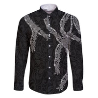 Hawaii Maile Lei Family Matching Short Sleeve Bodycon Dress and Hawaiian Shirt Aloha Grayscale Color LT03 Dad's Shirt - Long Sleeve Grayscale - Polynesian Pride