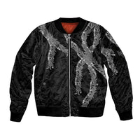 Hawaii Maile Lei Sleeve Zip Bomber Jacket Aloha Grayscale Color