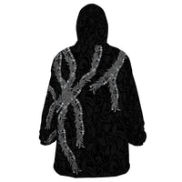 Hawaii Maile Lei Wearable Blanket Hoodie Aloha Grayscale Color