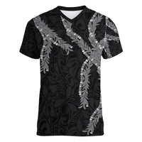 Hawaii Maile Lei Women V-Neck T-Shirt Aloha Grayscale Color