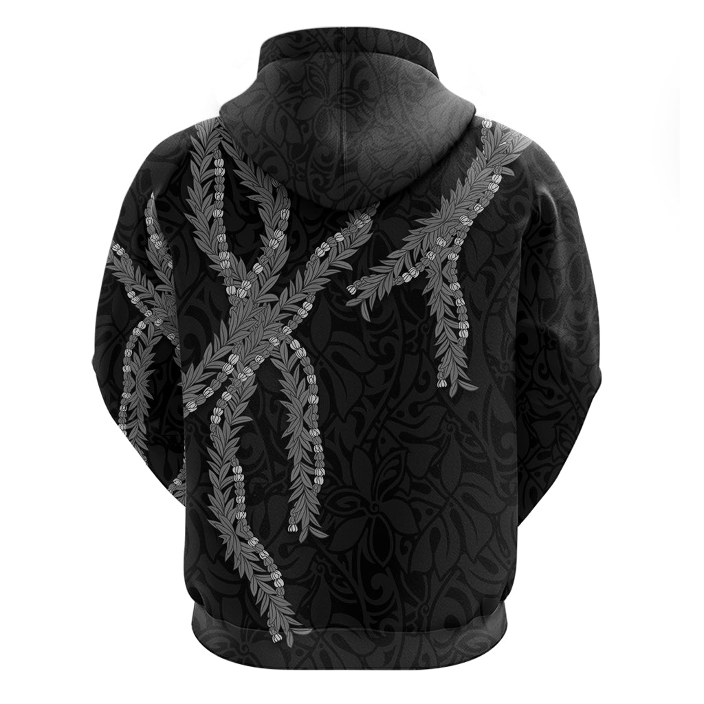 Hawaii Maile Lei Zip Hoodie Aloha Grayscale Color