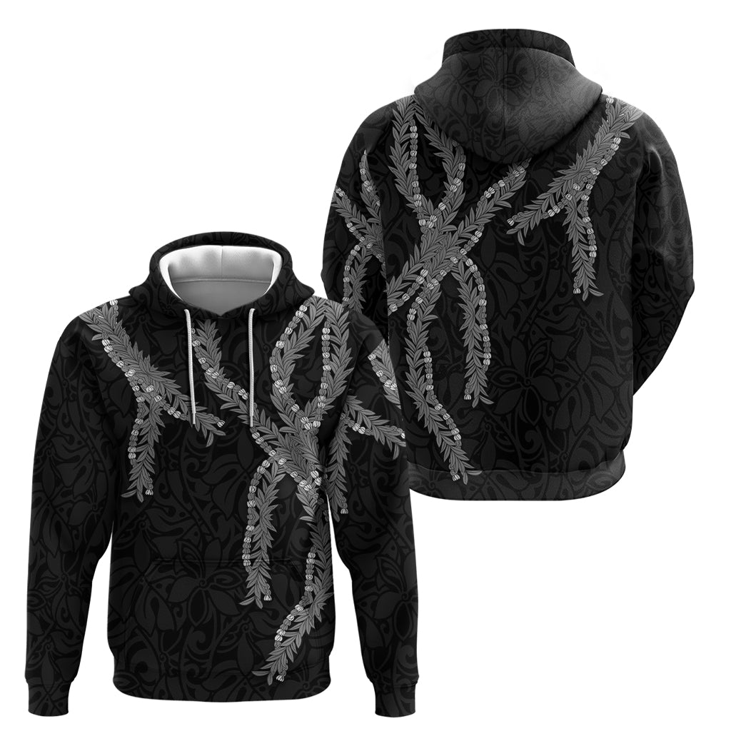 Hawaii Maile Lei Zip Hoodie Aloha Grayscale Color