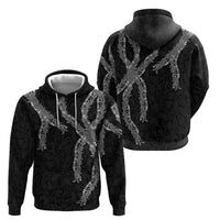Hawaii Maile Lei Zip Hoodie Aloha Grayscale Color