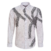 Hawaii Maile Lei Family Matching Long Sleeve Bodycon Dress and Hawaiian Shirt Aloha The Grey Color LT03 Dad's Shirt - Long Sleeve Grey - Polynesian Pride