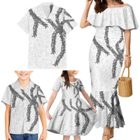 Hawaii Maile Lei Family Matching Mermaid Dress and Hawaiian Shirt Aloha The Grey Color LT03 - Polynesian Pride