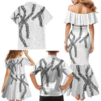 Hawaii Maile Lei Family Matching Mermaid Dress and Hawaiian Shirt Aloha The Grey Color LT03 - Polynesian Pride