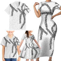Hawaii Maile Lei Family Matching Short Sleeve Bodycon Dress and Hawaiian Shirt Aloha The Grey Color LT03 - Polynesian Pride