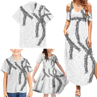 Hawaii Maile Lei Family Matching Summer Maxi Dress and Hawaiian Shirt Aloha The Grey Color LT03 - Polynesian Pride