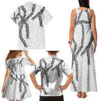 Hawaii Maile Lei Family Matching Tank Maxi Dress and Hawaiian Shirt Aloha The Grey Color LT03 - Polynesian Pride