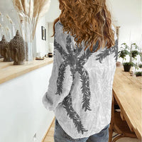 Hawaii Maile Lei Women Casual Shirt Aloha The Grey Color