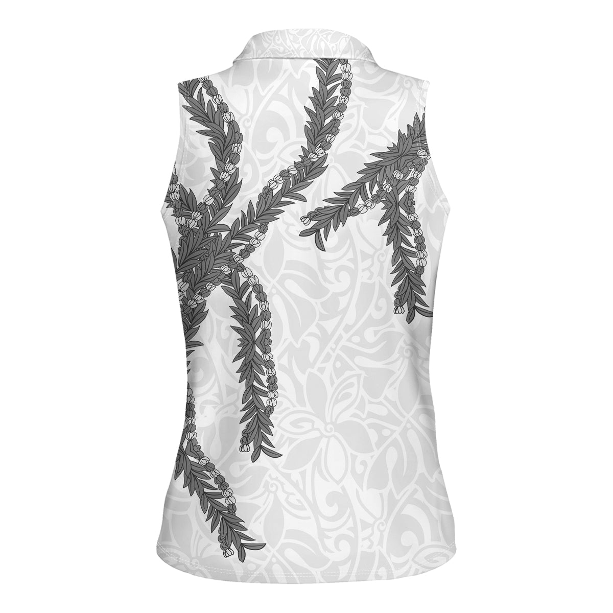 Hawaii Maile Lei Women Sleeveless Polo Shirt Aloha The Grey Color
