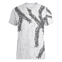 Hawaii Maile Lei Women V-Neck T-Shirt Aloha The Grey Color