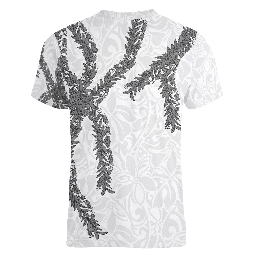Hawaii Maile Lei Women V-Neck T-Shirt Aloha The Grey Color