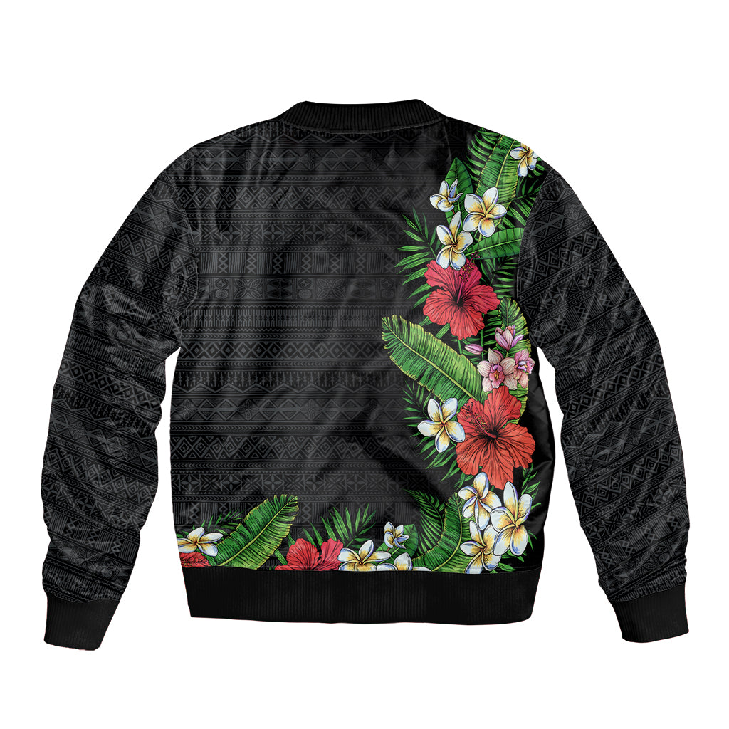 Hawaii Tropical Flowers and Leaves Bomber Jacket Tapa Pattern Colorful Mode