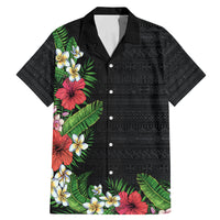 Hawaii Tropical Flowers and Leaves Family Matching Mermaid Dress and Hawaiian Shirt Tapa Pattern Colorful Mode