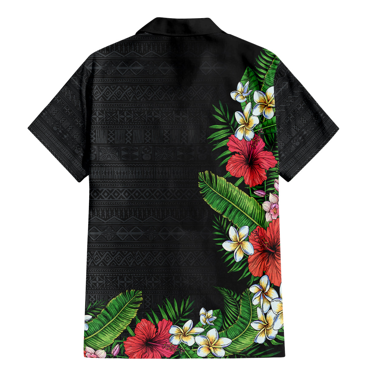Hawaii Tropical Flowers and Leaves Family Matching Mermaid Dress and Hawaiian Shirt Tapa Pattern Colorful Mode