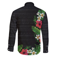Hawaii Tropical Flowers and Leaves Family Matching Off The Shoulder Long Sleeve Dress and Hawaiian Shirt Tapa Pattern Colorful Mode LT03 - Polynesian Pride