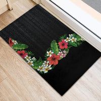 Hawaii Tropical Flowers and Leaves Rubber Doormat Tapa Pattern Colorful Mode