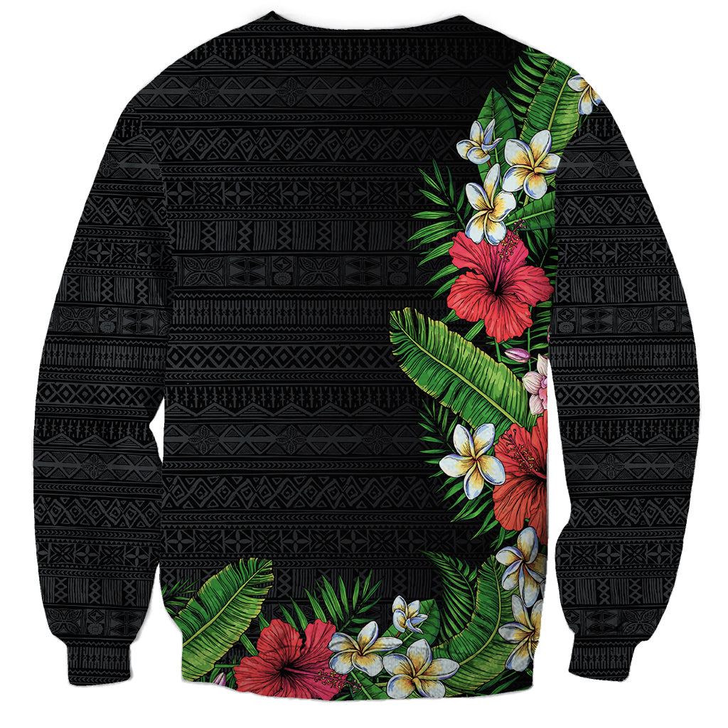 Hawaii Tropical Flowers and Leaves Sweatshirt Tapa Pattern Colorful Mode