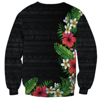 Hawaii Tropical Flowers and Leaves Sweatshirt Tapa Pattern Colorful Mode