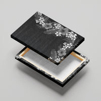 Hawaii Tropical Flowers and Leaves Canvas Wall Art Tapa Pattern Grayscale Mode