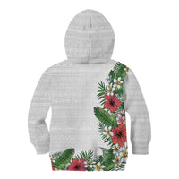 Hawaii Tropical Flowers and Leaves Kid Hoodie Tapa Pattern White Mode