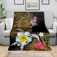 Hawaii Turtle and Tropical Flower Blanket Polynesian Pattern