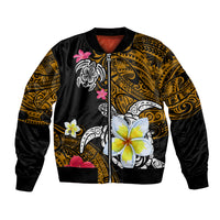 Hawaii Turtle and Tropical Flower Bomber Jacket Polynesian Pattern