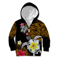 Hawaii Turtle and Tropical Flower Kid Hoodie Polynesian Pattern