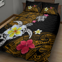 Hawaii Turtle and Tropical Flower Quilt Bed Set Polynesian Pattern
