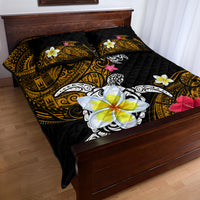 Hawaii Turtle and Tropical Flower Quilt Bed Set Polynesian Pattern