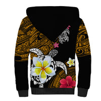 Hawaii Turtle and Tropical Flower Sherpa Hoodie Polynesian Pattern