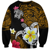 Hawaii Turtle and Tropical Flower Sweatshirt Polynesian Pattern