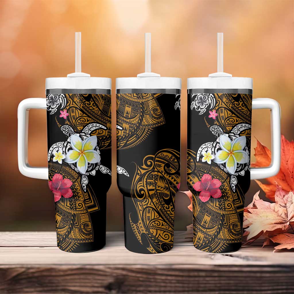 Hawaii Turtle and Tropical Flower Tumbler With Handle Polynesian Pattern LT03 - Polynesian Pride